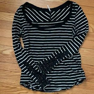 Free People Scoop Neck Striped Long Sleeve size L